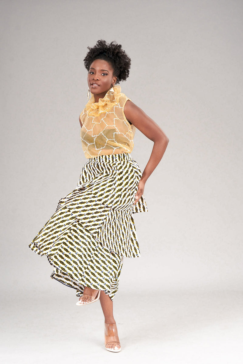 Adwubi 3-Tiered Print Midi Skirt ayamorrison